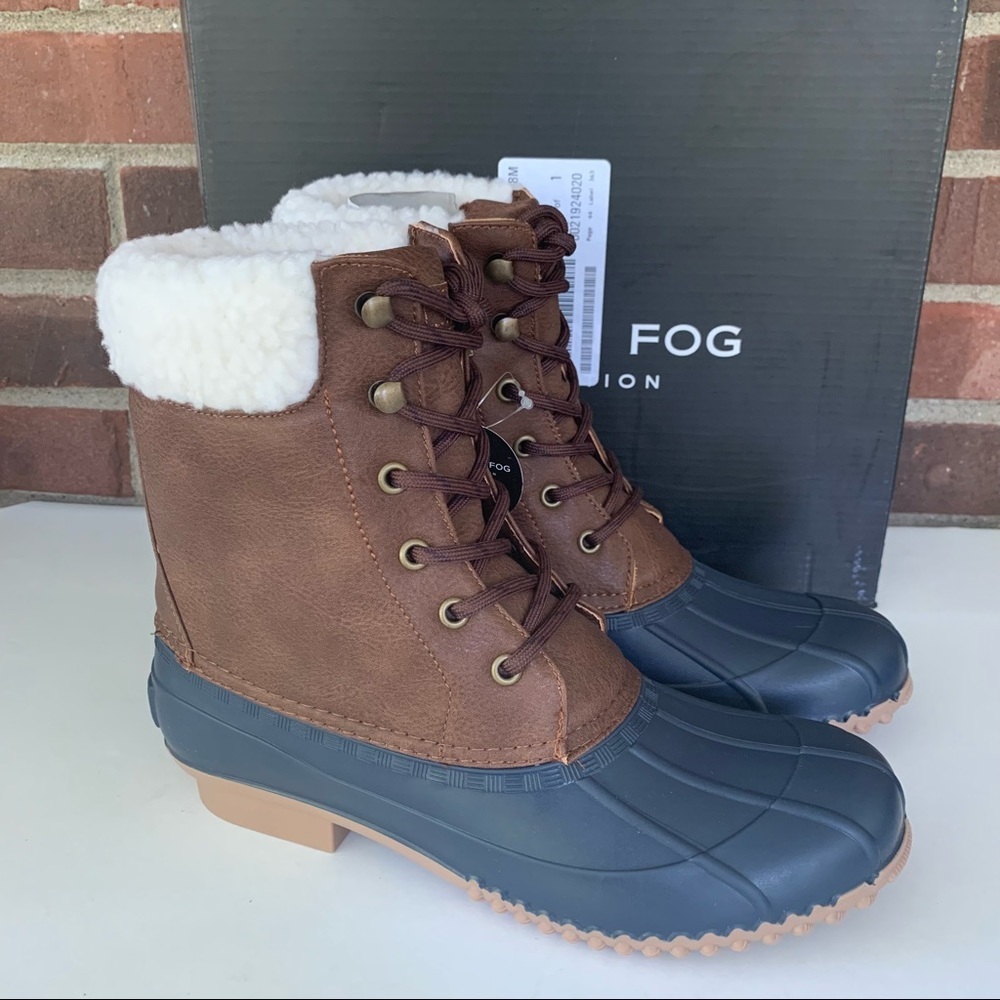 London Fog Women’s LFW WINDCHILL Ankle Lace Up Wellies Rain Boots US 8 M NEW
